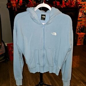 The North Face Light Blue And White Ceopped Hoodie!! Sz XS Oversized!!